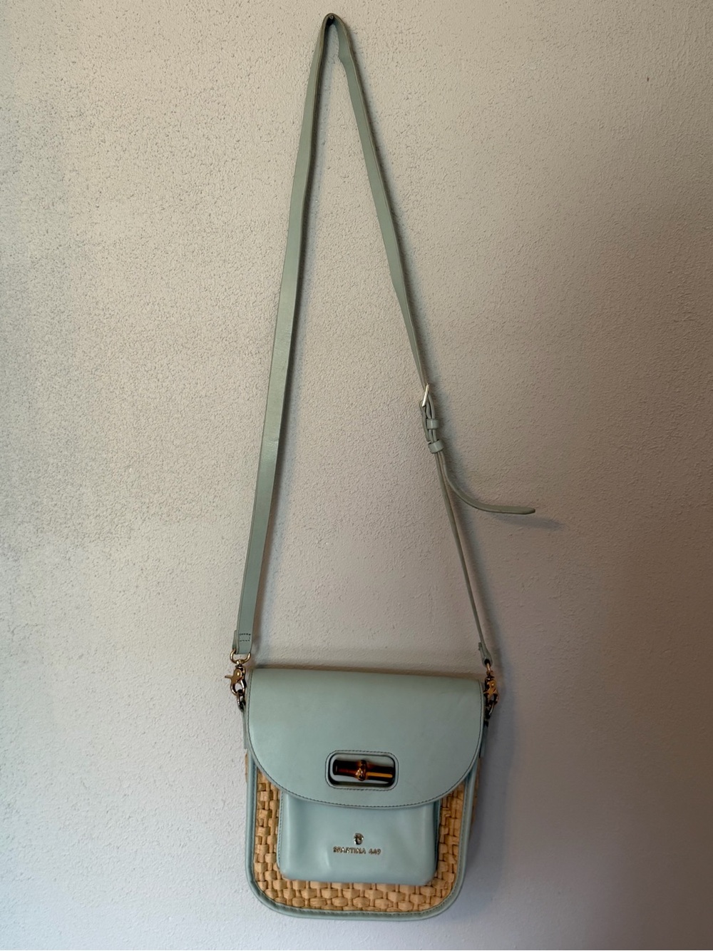 Spartina 449 Pale Blue Braided-Trim Crossbody